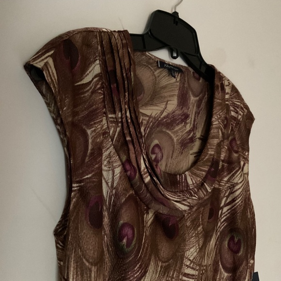 NWT Anne Klein Beauregard Peacock Print Blouse Top - Picture 8 of 9